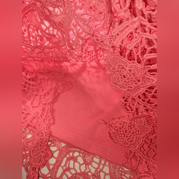 2/$30 AMBIANCE coral Salmon lace elegant mini Summer skirt Dopamine(#1,088) - Picture 4 of 7